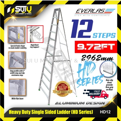 EVERLAS HD12 / HD-12 2962MM 12 Steps Heavy Duty Single Sided Ladder