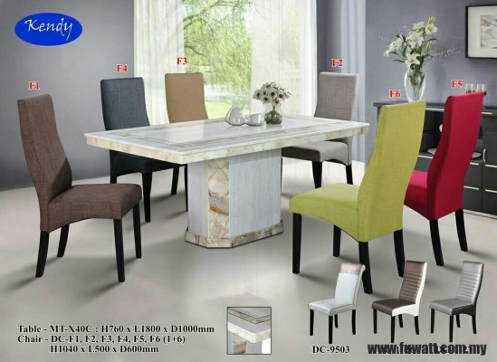 Set Meja Makan : Table MT-X40C + Chair DC-F 123456