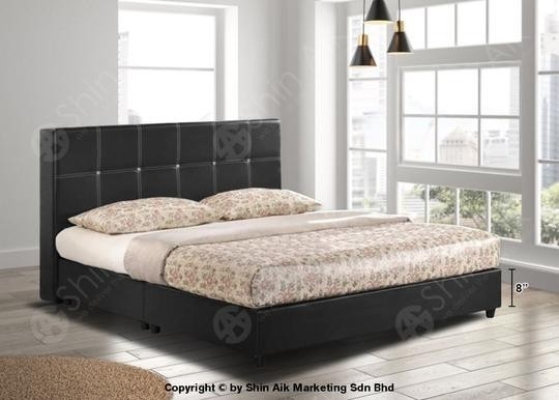 DB58563BK (6''HB) Black PU Diamond Buttons Double Divan Bed