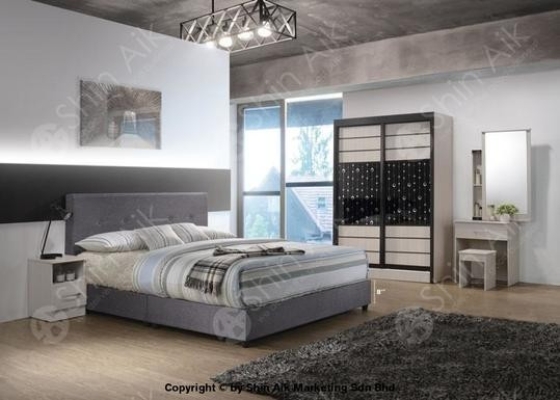 ׷˽ : 9935 (4'ft) Ash Modern Contemporary Bedroom Set With Fabric Divan Bed