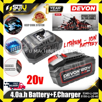 DEVON 5150-LI Starter Kit ( 20V Charger + 20V Lithium-ion 4.0Ah Battery ) 5150-Li-20-40 / 5340-Li-20