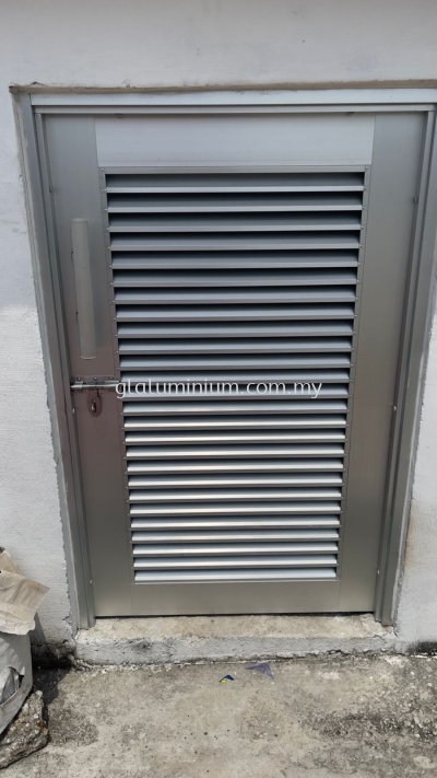 Aluminium Louvres swing door + door frame @jkme, Kepong 