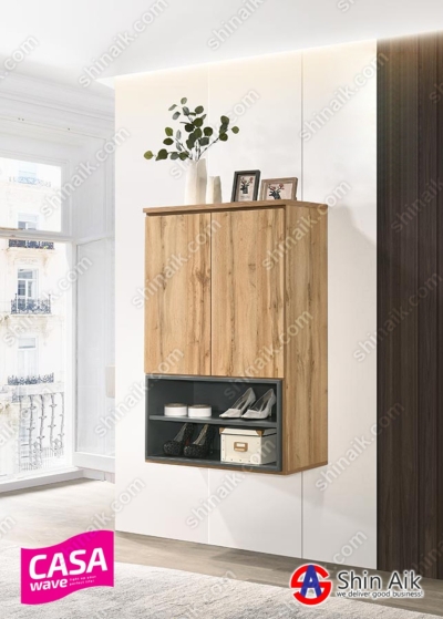 VARIO 202 (2.5'ft) Cedar & Grey Two-Tone Modern 2 Doors Storage  Shoe Cabinet