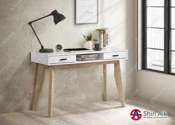 WT53059(KD) (4'ft) White & Natural Two-Tone Modern Study Desk