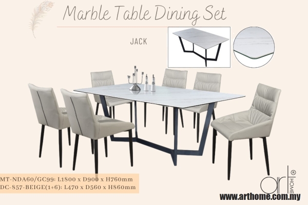 JACK MARBLE DINING SET 1+6 (NDA60 +DC-857[BEIGE])