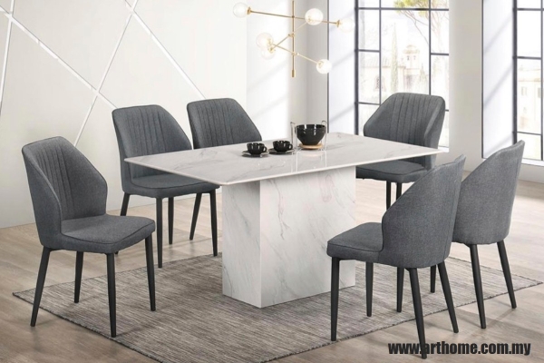 GIOVANNA RECTANGULAR MARBLE DINING SET 1+6 (8014T&L (669-1)+ 31391)