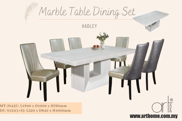 HADLEY MARBLE DINING SET 1+6 (MT-J043C +DC-8131)