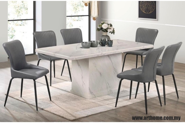 MATTEO RECTANGULAR MARBLE DINING SET 1+6 (9018T&L (3852) +414191)