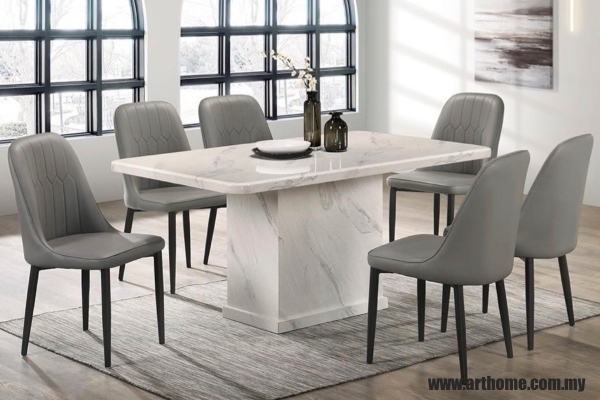 MATTEO RECTANGULAR MARBLE DINING SET 1+6 (9015T&L (3852)+10191)