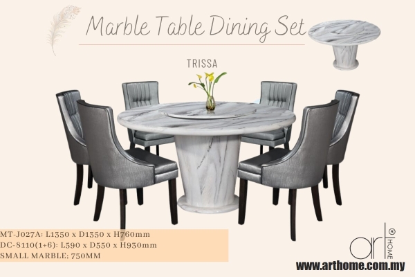 TRISSA MARBLE DINING SET 1+6 (MT-J027A +DC8110)