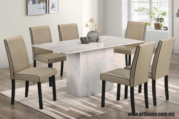 GIOVANNA RECTANGULAR MARBLE DINING SET 1+6 (8014T&L (669-1)+H8234)