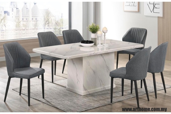 MATTEO RECTANGULAR MARBLE DINING SET 1+6 (9015T&L (3852) +31391)