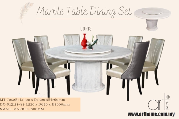 LORIS MARBLE DINING SET 1+8 (MT-J052B +DC-8131)