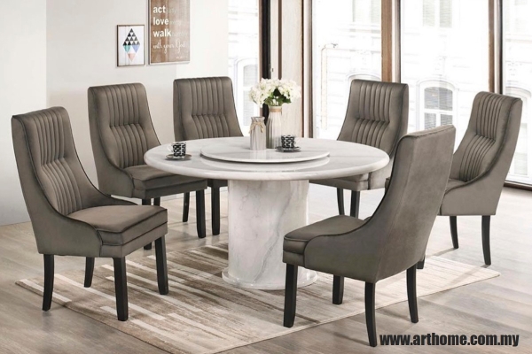 TUSCANY ROUND MARBLE DINING SET 1+6 (1350T&L +S81711)