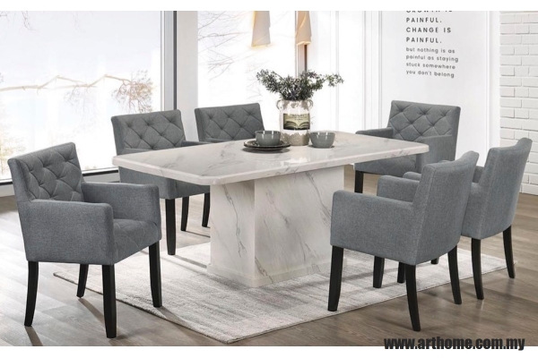 MATTEO RECTANGULAR MARBLE DINING SET 1+6 (9028T&L (3852) +S81503)