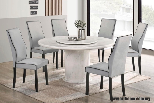 TUSCANY ROUND MARBLE DINING SET 1+6 (1350T&L + H6037)