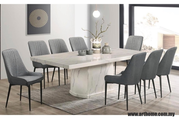 AIMEE RECTANGULAR MARBLE DINING SET 1+8 (1021T&L(3893) + C608)