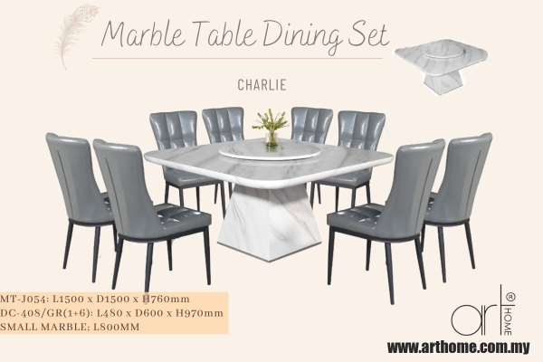 CHARLIE MARBLE DINING SET 1+6 (MT-J054 +DC-408)