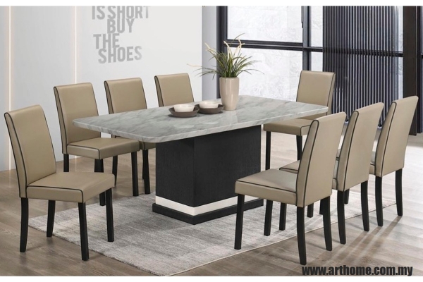 IGNACIO RECTANGULAR MARBLE DINING SET 1+8 (TL7031P + 9018M(3851-9) + H8234)