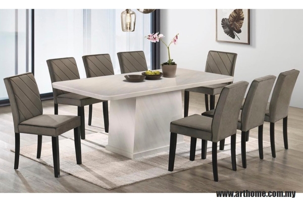 GAVINO RECTANGULAR MARBLE DINING SET 1+8 (9018T&L (957) +S827)