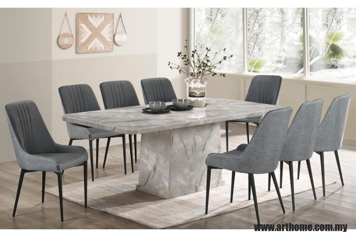 PRIMO RECTANGULAR MARBLE DINING SET 1+8 (1020T&L (5609-10) + C609) 8 Seater Marble / Stone Material Dining Set (Square)  Dining Furniture Choose Sample / Pattern Chart