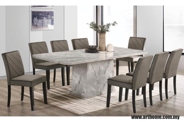 PRIMO RECTANGULAR MARBLE DINING SET 1+8 (1020T&L (5609-10)+ S827)