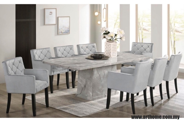 PRIMO RECTANGULAR MARBLE DINING SET 1+8 (1021T&L (5609-10)+ S81501)