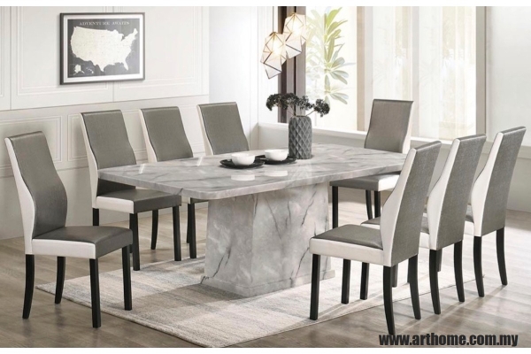 PRIMO RECTANGULAR MARBLE DINING SET 1+8 (1020T&L (5609-10) + H6035)