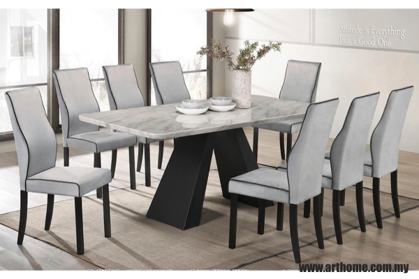 IVANO RECTANGULAR MARBLE DINING SET 1+8 (3851-9 + H6037)