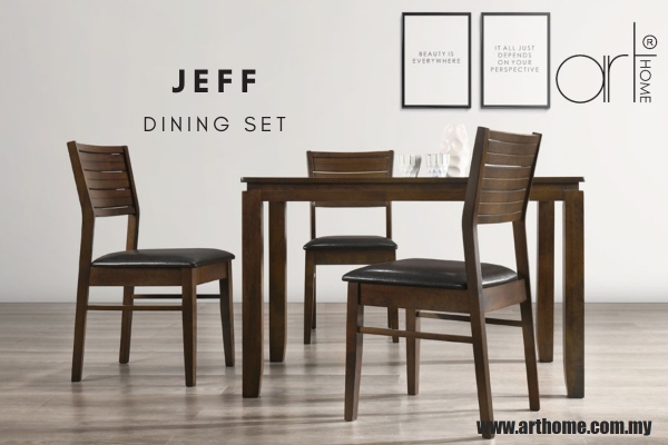 Jeff 1+4 Set Meja Makan T16249(120X75)-Cappuccino + C1704-PUB2-Cappuccino