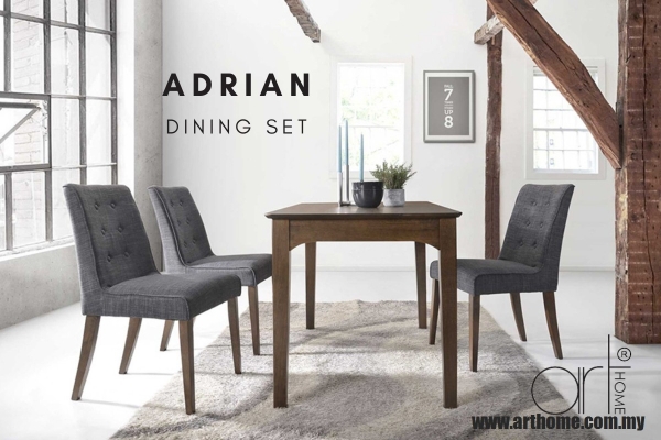 Adrian 1+4 Dining SET T3009(120X75)-Walnut + C1707-BLACK-Walnut