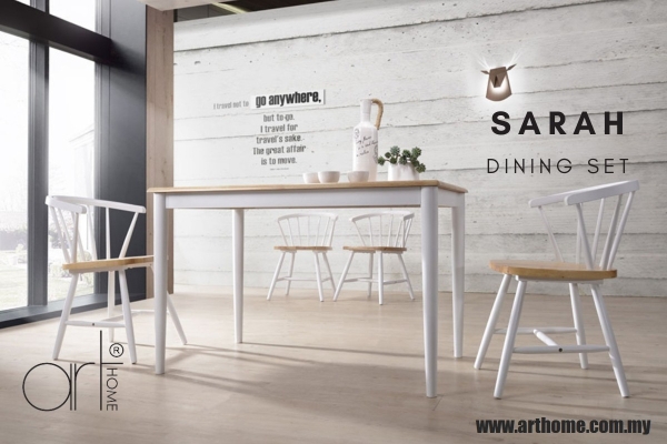 Sarah 1+4 Dining Set T3014(120X75)-Natural+White C5000-Natural+White