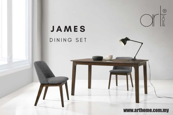 James 1+6 Dining Set T3010(150X90)Walnut + C1705-DARK GREY-Walnut