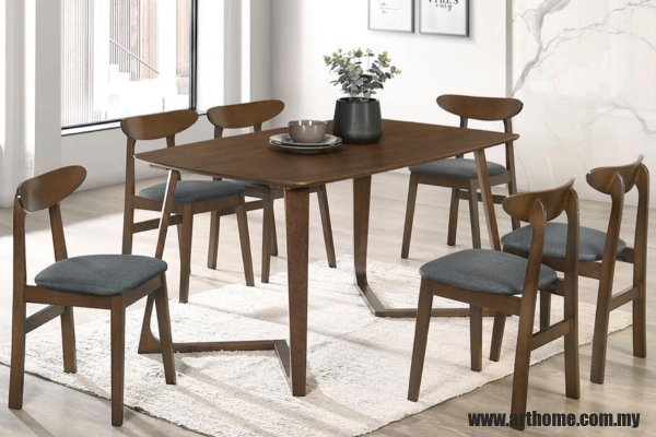 WOODEN DINING SET 1+6 (LUIS B + BOSCO B)