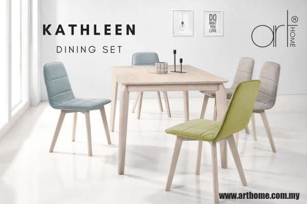 Kathleen 1+6 Dining Set T3008(150X90)White Wash + C1511-White Wash