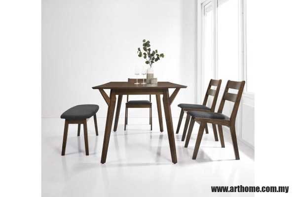 ALEXANDRA DINING SET 1+4+1B (WALNUT)