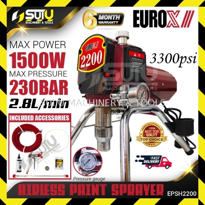 EUROX EPSH2200 230Bar Airless Paint Spray 1500W with Accessories