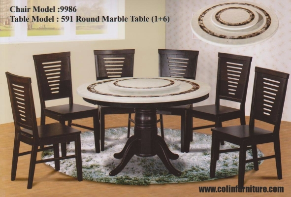 Round Mable table DT591 with Solid leg+Solid chair