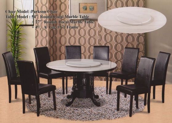 Round Mable table with Solid leg+Parkson Chairs