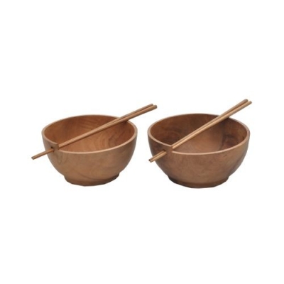 Dishware_Bowl Noodle Teak Wood