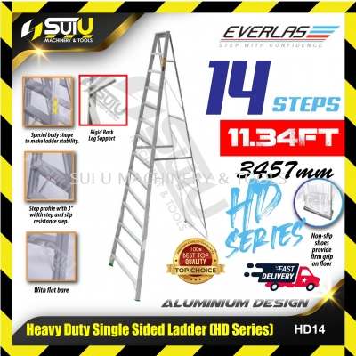 EVERLAS HD14 / HD-14 3457MM 14 Steps Heavy Duty Single Sided Ladder