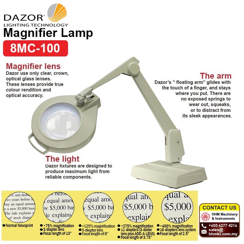 DAZOR Magnifier Lamp 8MC-100 Magnifier Lamp Measuring Instruments Kuala ...