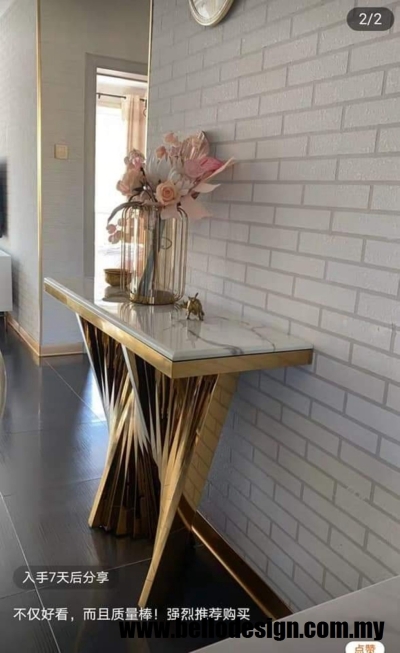 Rose Gold with Marble Top Console Table