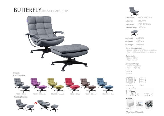 Butterfly relax chair 1S+1P - Bingkai Metal