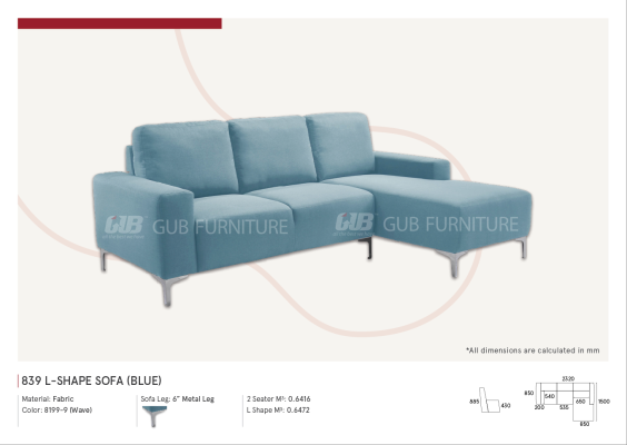 ɳ ͺ : 839 L-Shape sofa (Blue)