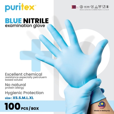 Puritex NITRILE Powder Free Gloves Blue