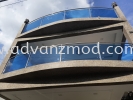 Stainless Steel Curve Balcony Glass Railing With 12mm Tempered Blue Tinted Glass   Stainless Steel Glass Railing