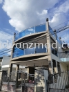 Stainless Steel Curve Balcony Glass Railing With 12mm Tempered Blue Tinted Glass   Stainless Steel Glass Railing