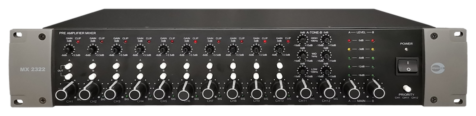 MX2322.AMPERES Dual Output Pre Amplifier Mixer