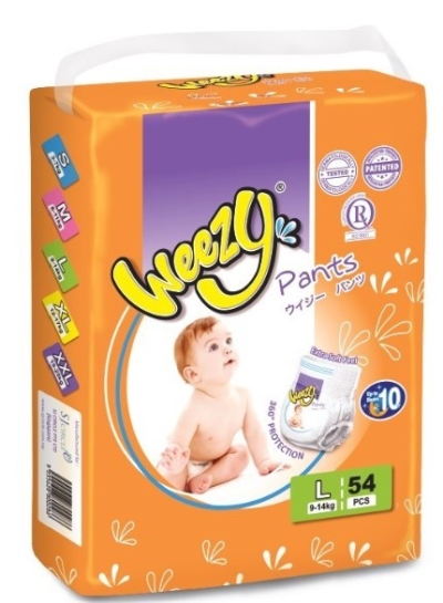 Weezy Disposable Baby Diaper Pants L54pcs Jumbo Pack